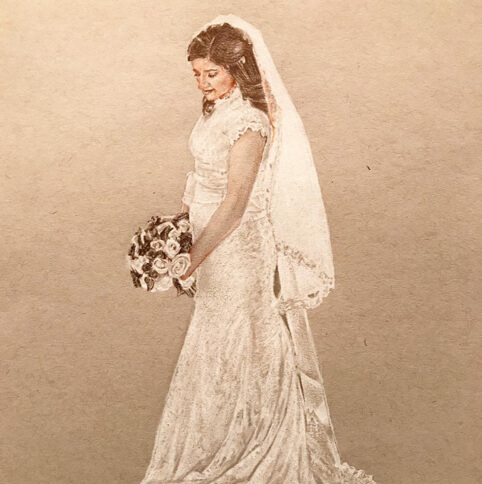 Drawing of my wife in her wedding dress