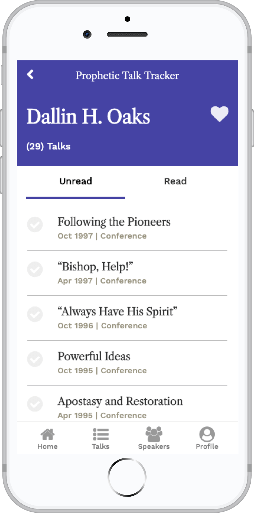Speaker screen in an iPhone mockup